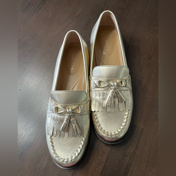 Talbots Tassel Loafers Gold Metallic Genuine Leather Slip-On Shoes Women’s 9M - Picture 10 of 10